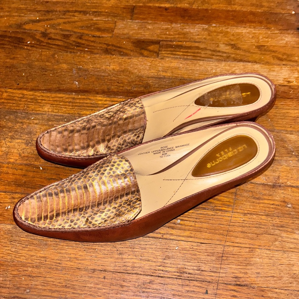 Snake Print Slip-On Loafers